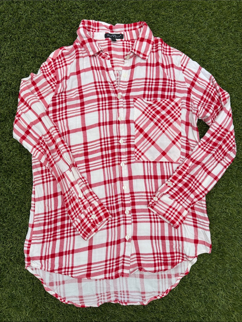 Velvet Heart Red and White Plaid Shirt